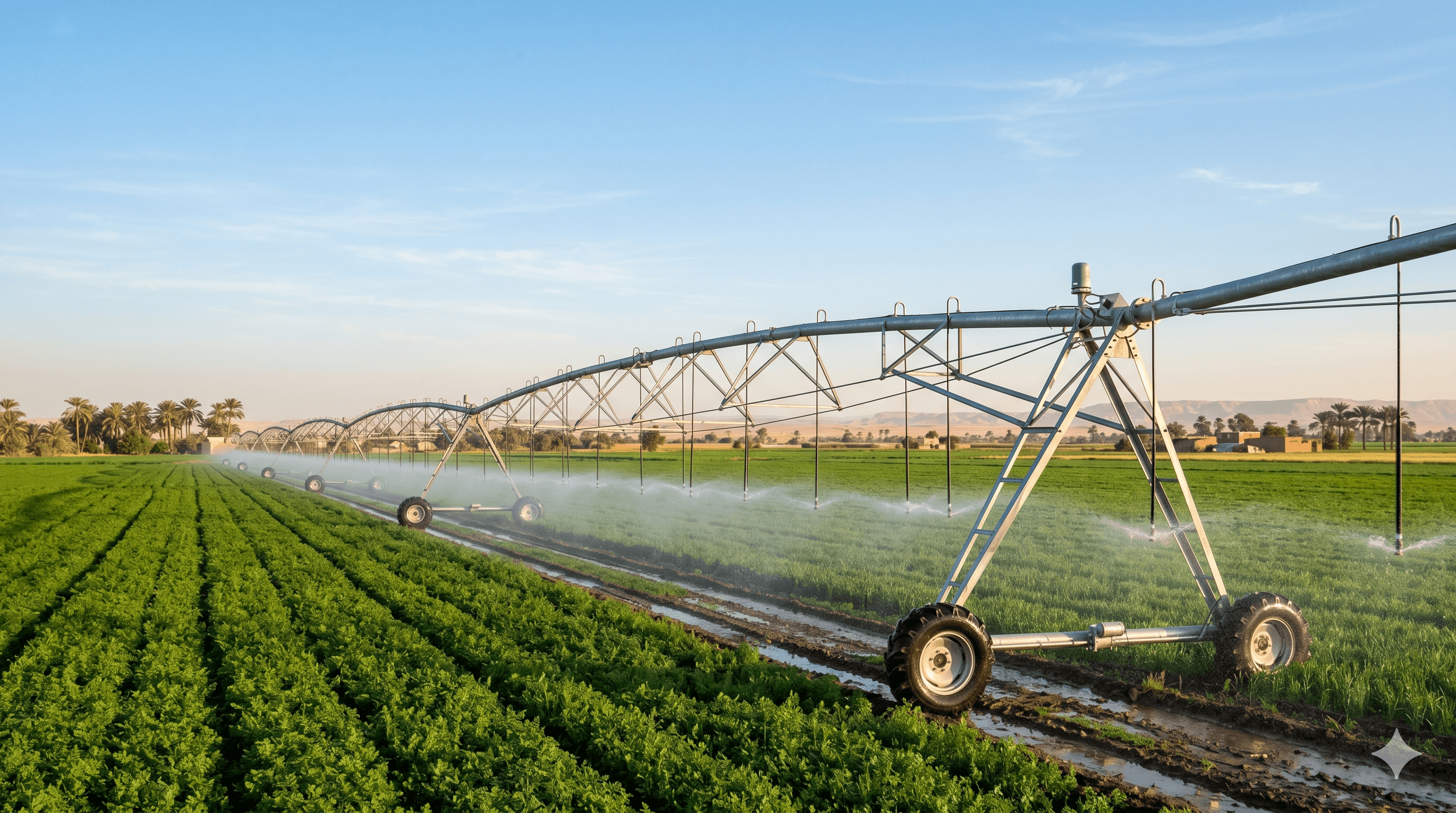 Center pivot irrigation operating across cultivated fields under ReNile monitoring